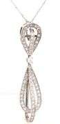 18kt White gold 1ctw pave diamond double knotted teardrop pendant on chain