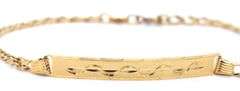 Feminine 18K YG Bracelet with Etched Center Panel