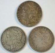 Very sharp 1885, 1887, & 1888 'P' Mint Morgan Silver Dollars in XF