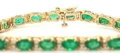 14kt Yellow gold 9.50ctw emerald and diamond bracelet