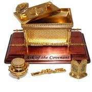 Gold Ark of the Covenant with Tablets Rod and Manna Vessel