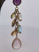 CERTIFIED 14K YELLOW GOLD DROP EARRINGS WITH MULTIPLE GEMSTONES