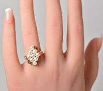 Elegant 14K Yellow Gold Pearl Ring with Diamond Accents