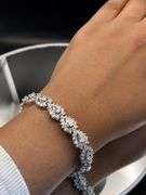 18.50CTW PEAR & ROUND DIAMOND TENNIS BRACELET 14K WHITE GOLD (30.37G)