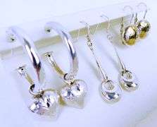 3 Pairs of Pierced Sterling Silver Earrings