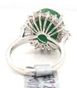 Sparkling 8.63CTS Oval Faceted Emerald & 1.11CTW White Sapphire Ring in Sterling Silver