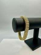 14 Kt Yellow Gold Plated 3 Row Simulated Diamond Tennis Bracelet