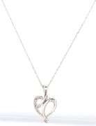 10kt White gold diamond heart shaped pendant on chain necklace