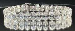 31.91CTW OVAL LAB-GROWN DIAMOND TENNIS BRACELET 14K WHITE GOLD