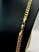 Stunning Yellow Gold Plated Cuban Curb Link Chain Necklace