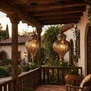 Set of 2 Solar Moroccan Metal Lanterns