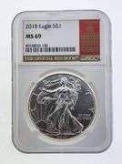 2018 American Silver Eagle, NGC MS69 "Red Book Label"