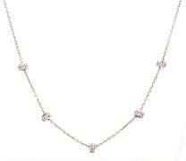 Stylish 14K WG Cable Link Necklace with Diamond Rondels