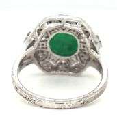 Sparkling 2.70CTS Round Faceted Natural Emerald & 0.88CTW Diamond Ring in Sterling Silver