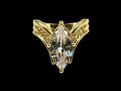WOW!!! Ladies Sparkling Yellow Gold Plated 3.75 Ct Marquis Cut CZ Ring