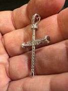 Rhodium Plated 925 Sterling Silver Nail Cross Moissanite Pendant