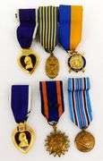 Collection of 6 Miniature Military Medals on Ribbons