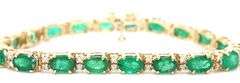 14kt Yellow gold 9.50ctw emerald and diamond bracelet