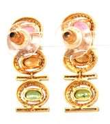 Stunning 7.50CTW Oval Cabochon-Cut Tourmaline & 2.05CTW Diamond Dangle Earrings in 14K Yellow Gold O