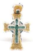 Impressive 14K WG Cross Pendant with Colored Diamonds