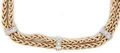 14kt Yellow gold double wheat link bracelet with diamond accents