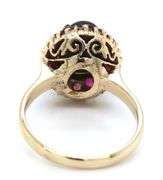10kt Yellow gold black star sapphire and ruby halo vintage style ring