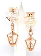 Vintage style Chinese good luck and pearl Lantern drop earrings