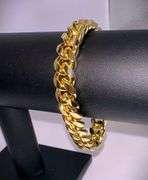 Huge 64 Gram 14 Kt Yellow Gold Plate Cuban Curb Link Bracelet