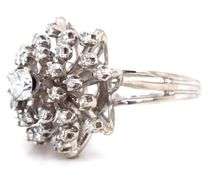 14kt White gold 1.25ctw Vintage diamond cluster ring