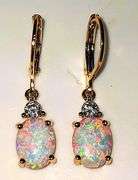 14 K Gold Plated 3.5 Ctw Welo Color Play Lab Simulated Opal Earrings