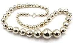 925 Sterling silver Graduated silver bead necklace