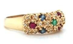 Colorful 14K YG Ring with Ruby, Emerald, & Sapphire