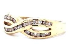 10kt Yellow gold 0.25ctw Channel set diamond crossover band