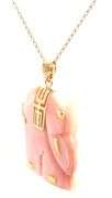 14kt Yellow gold pink mother of pearl elephant pendant on chain