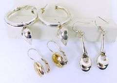 3 Pairs of Pierced Sterling Silver Earrings