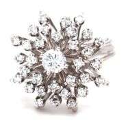14kt White gold 1.25ctw Vintage diamond cluster ring