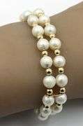 6.5-7mm pearl and gold bead 2 row bracelet