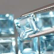 Heavy! 8.42ct Swiss blue princess cut Topaz set!