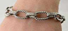 Stunning 14K White Gold Link Bracelet with Diamonds