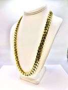 Huge 140.6 Grams 14 Kt Yellow Gold Plate Cuban Curb Link Chain Necklace