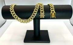 Sparkling Huge 92.3 Gram 14 Kt White Gold Plated Miami Cuban Link Necklace