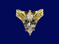 WOW!!! Ladies Sparkling 14 Kt Yellow Gold Plated 3.75 Ct Marquis Cut Lab Simulated Diamond Ring