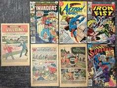 Vintage Comic Book Lot – Marvel & DC Bronze Age (Invaders #19, Iron Fist #13, Superman Action Comics
