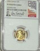 1990 P Gold Proof Ultra Cameo $5 Everhart Signedhart