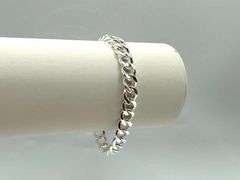 Sharp 18.3 Gram .925 Sterling Silver Plated Cuban Link Bracelet