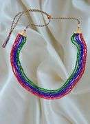 Stunning  397 Cttw 6 Strand Natural Ruby Emerald Sapphire Necklace