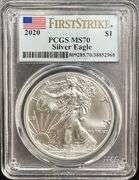 2020 $1 American Silver Eagle PCGS MS70 First Strike Perfect Grade .999 Fine Silver
