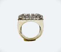 Mens 14 K White Gold Plate Dynamic 6.75 Cttw CZ ring