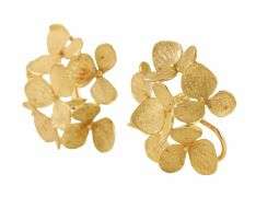 John Iversen Six Part Large Hydrangea Clip On Earrings in 18K