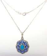 Charming 3.50CTW Kyanite, Diamond & Turquoise Pendant Necklace in Sterling Silver
